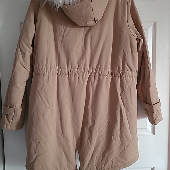 Women's Beige Fur-Trimmed Hooded Jacket - Picture 8 of 13
